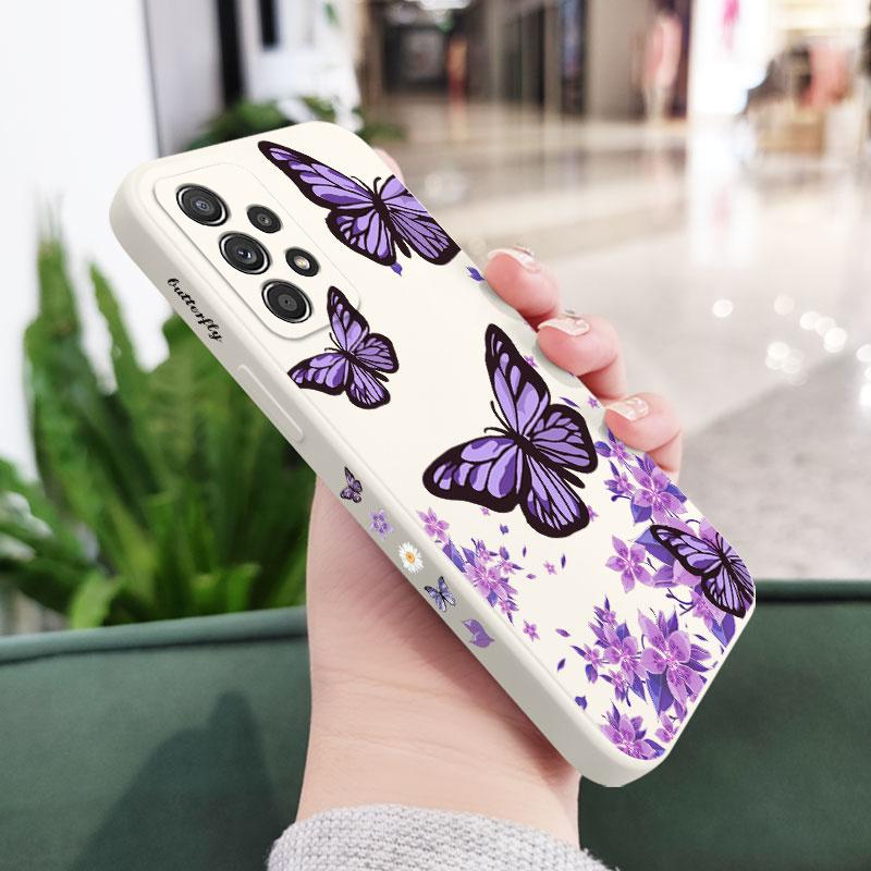 Purple Butterflies Case For Samsung A56 A54 A36 A34 A26 A24 A17 A16 A14 A73 A53 A33 A13 A72 A52 A32 A15 A25 A35 A22 A07 A06