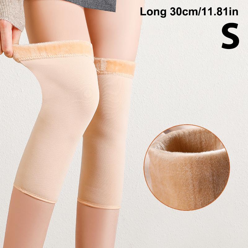 

Thickened Plush Winter Warm Knee Pads Anti Cold Fleece Knee Protector Heat Storage Sports Old People Cold Leg Kneepad Support S телесный