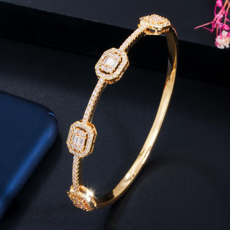 Ki0105 Personalized Women'S Bracelet Ring Set Sparkling Micro-Zircon Real Gold Plating