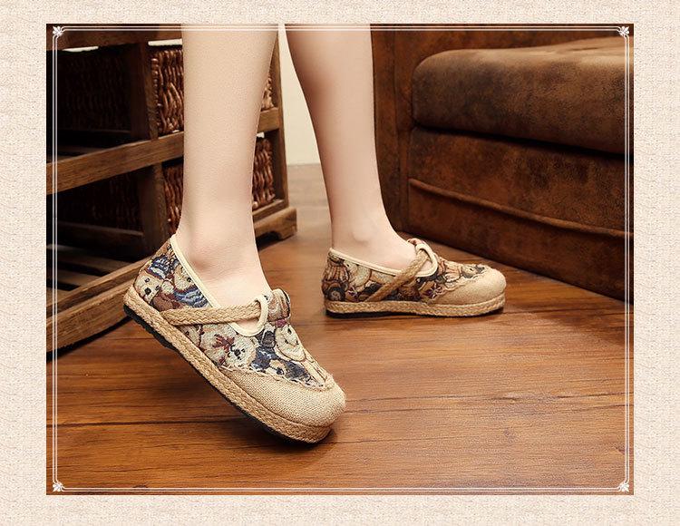 2025 Ethnic Style Women's Non-Slip Cotton Linen Shoes - Comfortable, Breathable, Easy-to-Match Teddy Bear Print.