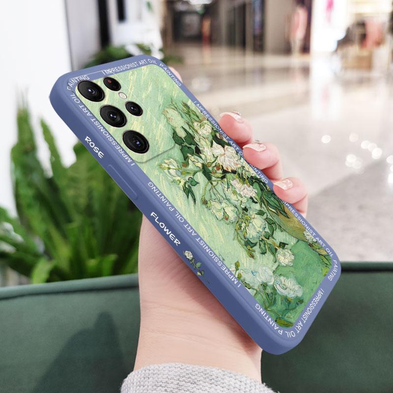 

Oil Painting Rose Phone Case For Samsung Galaxy S25 S24 S23 S22 S21 S20 Ultra Plus FE Note 20 ultra 10 9 Plus Cover Galaxy S24 Plus