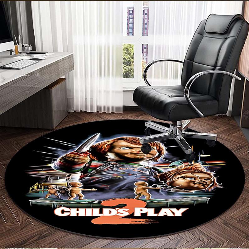 Chucky Print Round Rug, Washable Floor Carpet, For Entryway Dorm Laundry Room Office Study, Home Decor Birthday Christmas Gift