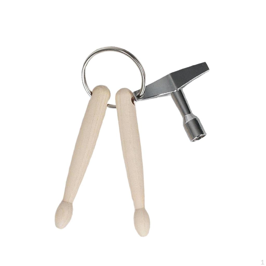 Mini Drumstick Keychain Musical Instrument Toy Compact Percussion Maintenance Tool with Drum Key for