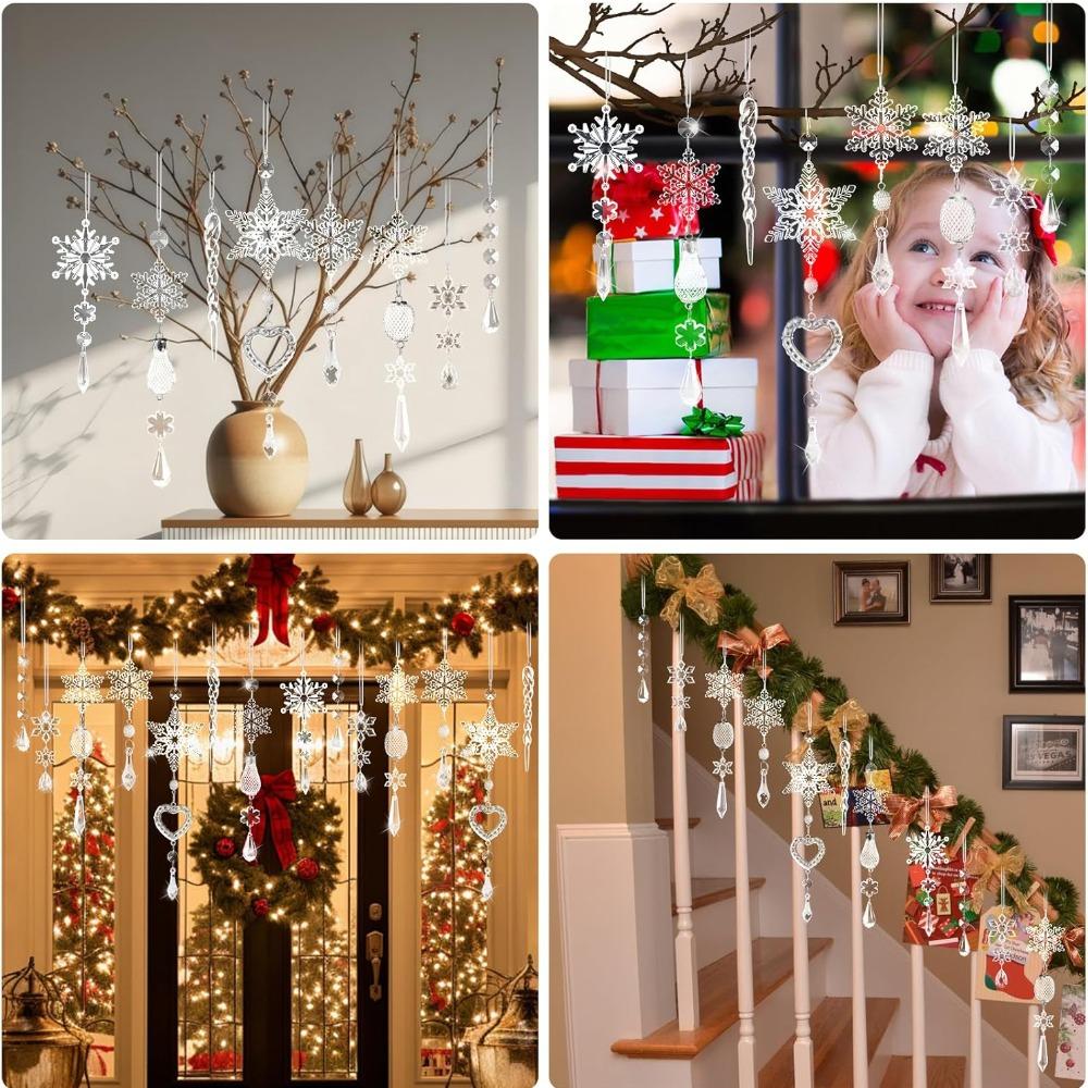 21pcs Crystal Ornaments Christmas Tree Decorations Christmas Tree Pendants Drops & Finials Ornaments Sparkling Dazzling Festival Party Decoration
