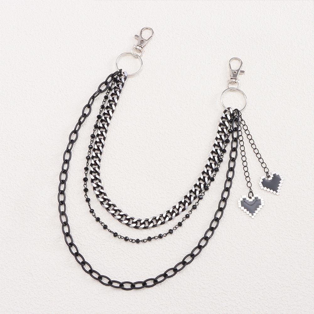 Hip Hop Heart Pendant Metal Belt Chain For Men And Women Casual Fashion Accessory