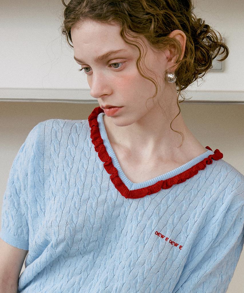 Dyuidyui Summer V-Neck Knit_Sky Blue
