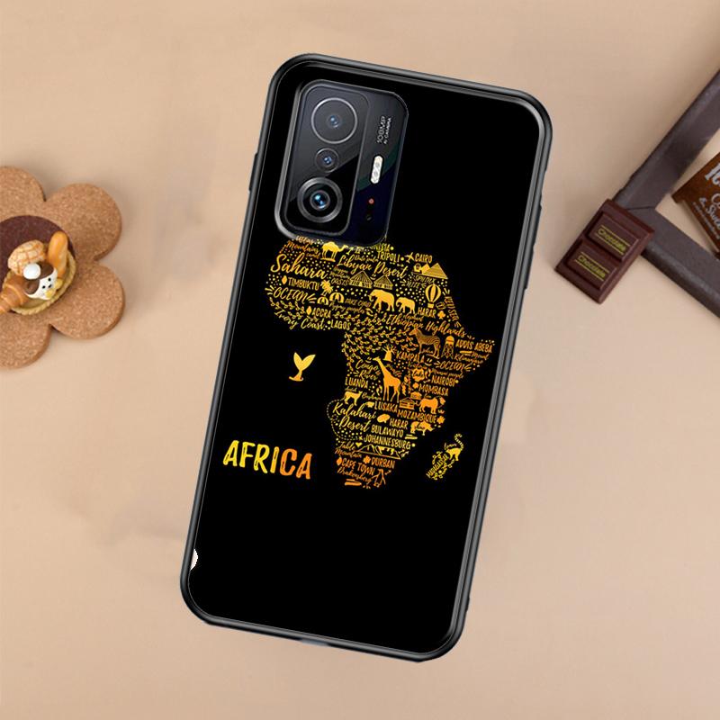 Africa Map Geography Painted For POCO X5 X4 X3 F5 Pro M4 M5s F3 F4 GT C40 Phone Case For Xiaomi 12T 11T 13 Pro 12 Lite