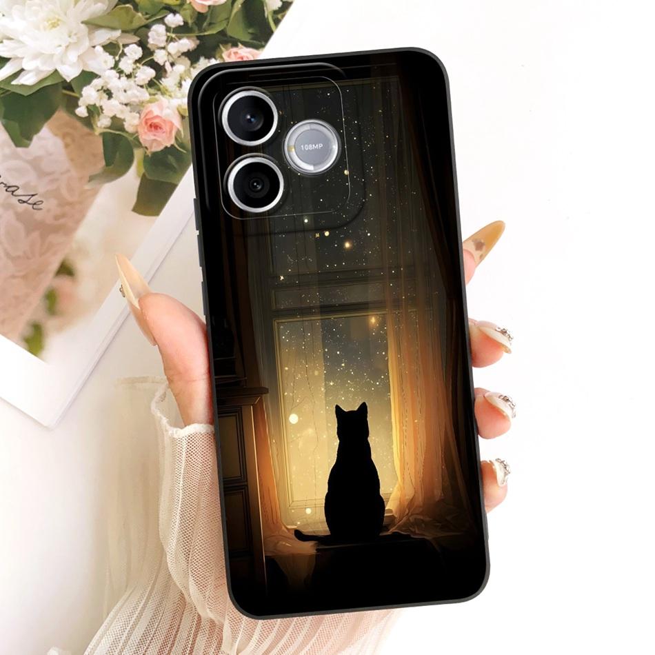 For Honor 600 Lite 5G Honor600 Cute Cat Flower Cartoon Phone Case For Honor 600 600Lite Soft Silicone Covers Bumpers
