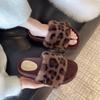 Fashion 2025 Retro Slippers for Women Autumn Winter Fashion Leopard Print One Word Slippers for Casual Platform Plush Cotton Slippers