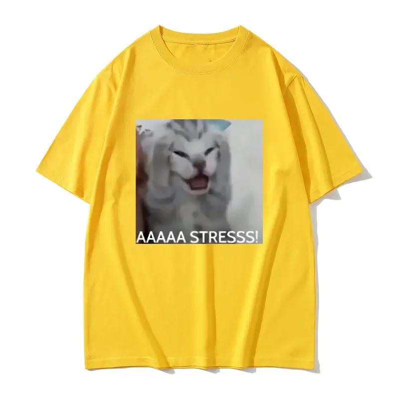 

Cute Funny Stressed Cat Meme Tshirt Summer Women s Casual T-shirts Women s Short Sleeve T Shirts 3XL