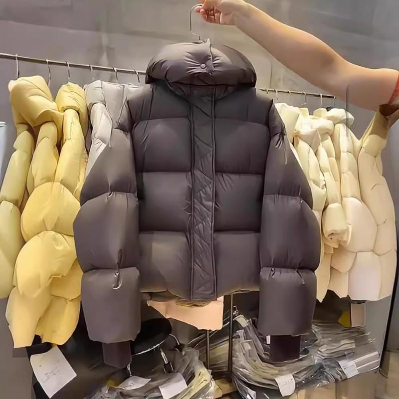 Womens Short Puffer Coat 2026 Winter Warm Oversized Cotton-Padded Jacket Hooded Loose Fit Petite