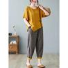 Sets Women Casual T Shirt Ankle Length Pants Summer Vintage Style Loose Pant Suits
