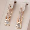 1 paio di orecchini pendenti in zircone color oro rosa dal design geometrico innovativo per le donne, regalo di gioielli raffinati per tutti i giorni