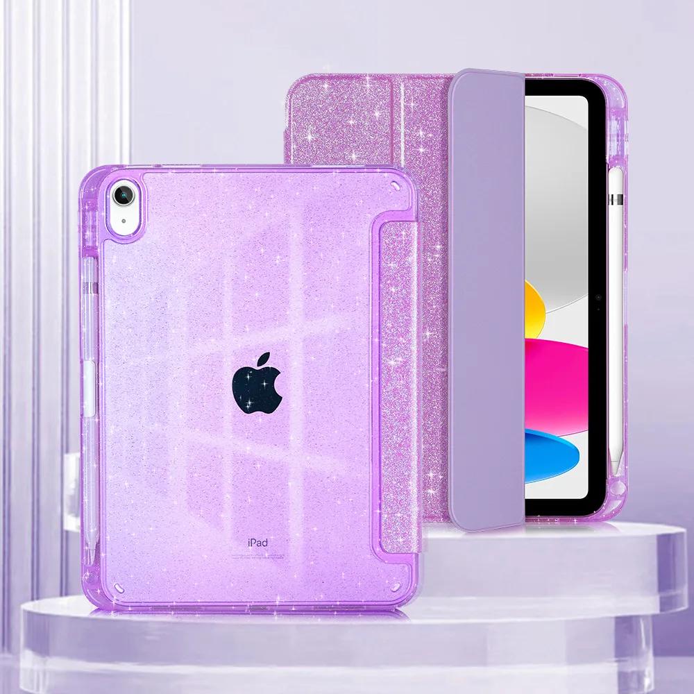 

Glittering Sparkly Case for New IPad A16 11 10 Th Generation 2025 10.9 11 Inch Tri-fold Auto Sleep Smart Stand Protective Cover iPad 10th Gen 2022 фіолетовий