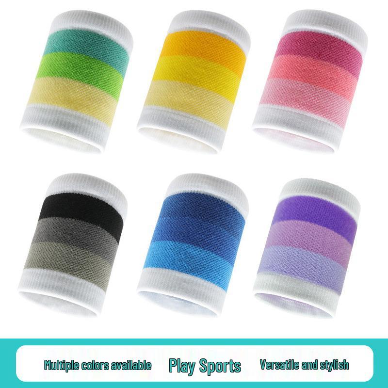 Colorful Cotton Terry Wristband: Sweat-Absorbent, Anti-Sprain Support for Sports