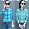 Geruit Overhemd Dames Honderd Dames Tops Los Retro Hong Kong Smaak Lange Mouw Overhemd