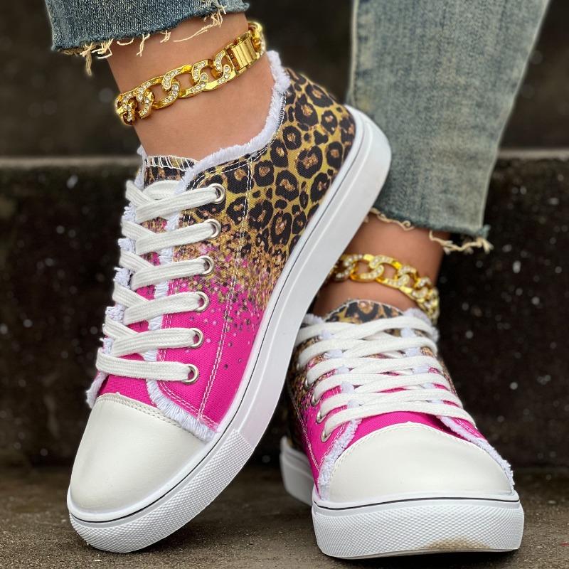 Green Rose Red Leopard Print Casual Sports Shoes
