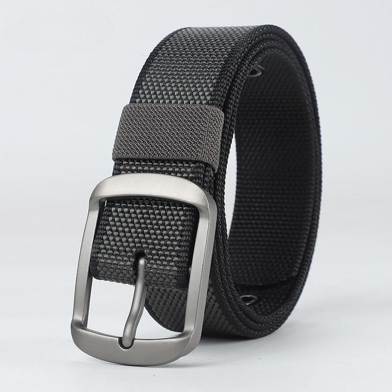 Men's Belts Solid Metal Buckle Wear-resistant Braided Nylon Band Durable Belts 120CM Versatile Belts