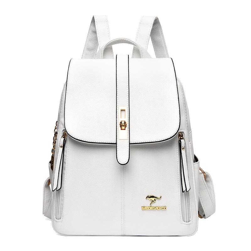 2025 Women's Versatile Korean Style Soft Leather Backpack - Large Capacity, Simple Design