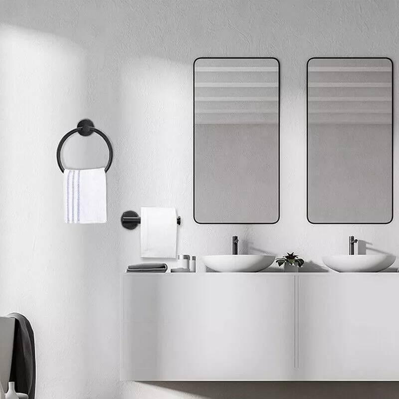 Steel Toilet Stainless Roll Holder And Towel Ring Set Wall Mounted Bathroom Tool