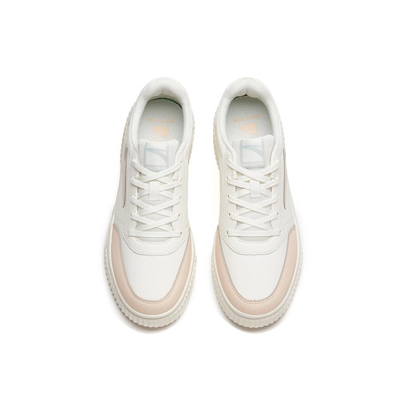 Anta Life Collection Cookie Shoes Anti Slip Wear Resistant Low Top Skateboard Shoes Women's White Brown Sneakers 922358005-2