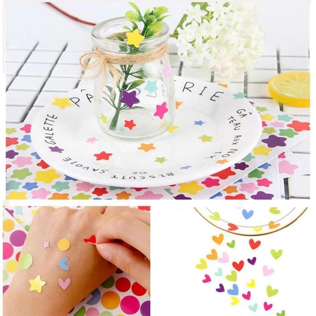 6 Sheets Colorful Stickers Pack Mini Star Heart Dots Self-adhesive Paper Marker Notes Decoration for Diary Album Reward