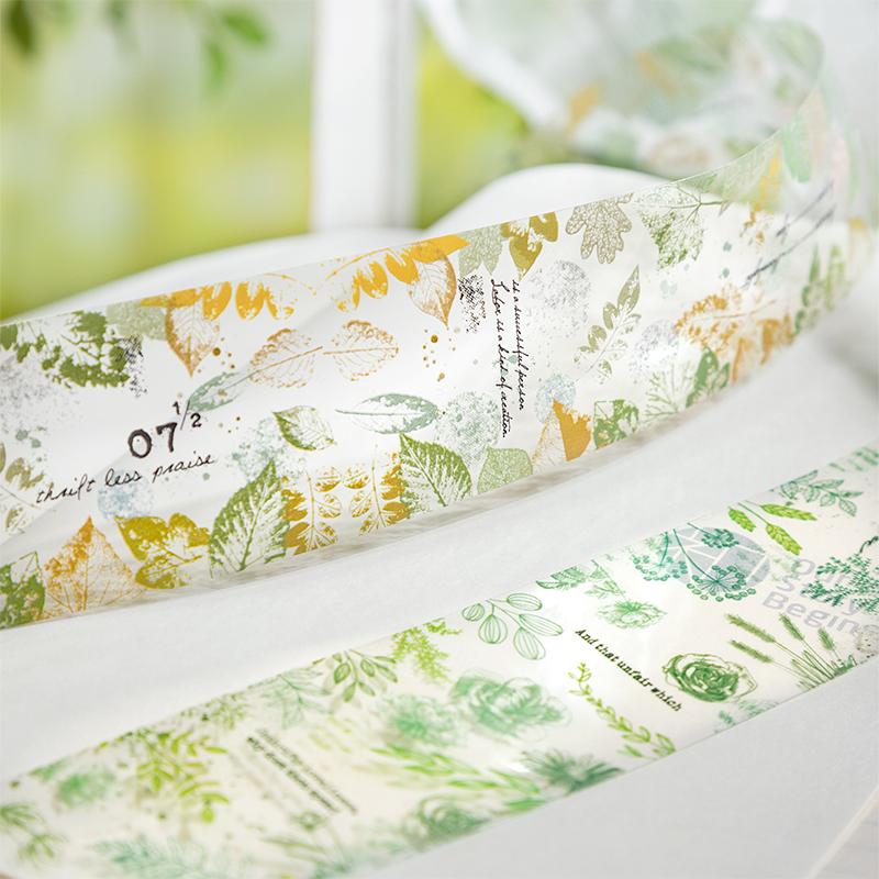 Journal GO 4,5x200cm Pflanzenheilzeit PET-Klebeband-Aufkleber für handgemachte Notizbücher Dekorativer Hintergrund Collage Scrapbooking-Klebeband