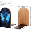 Book Ends Blue Butterfly Starry Sky Bookends for Shelves To Hold Books Heavy Duty Non-Slip Book Stoppers Wood Decorative Home Office