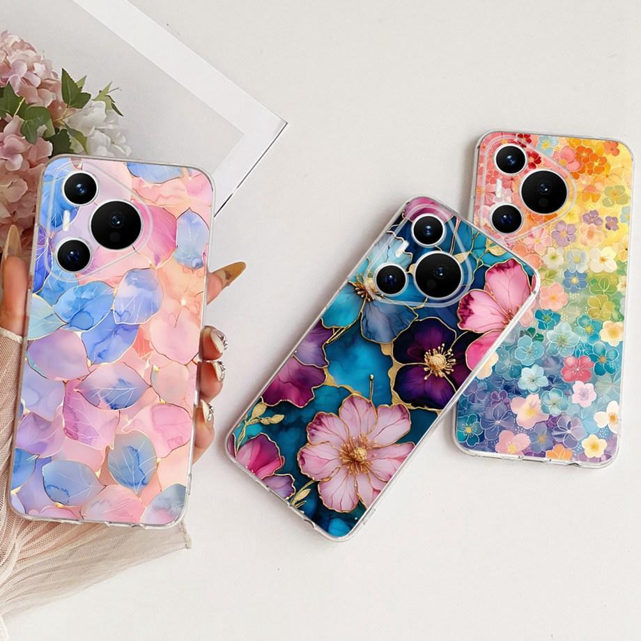 For Huawei Pura 70 70Pro 70 Ultra Pura 80 pro Pro+ Phone Case Clear Soft TPU Bumper Cover Cool Cartoon Butterfly Flower Funda