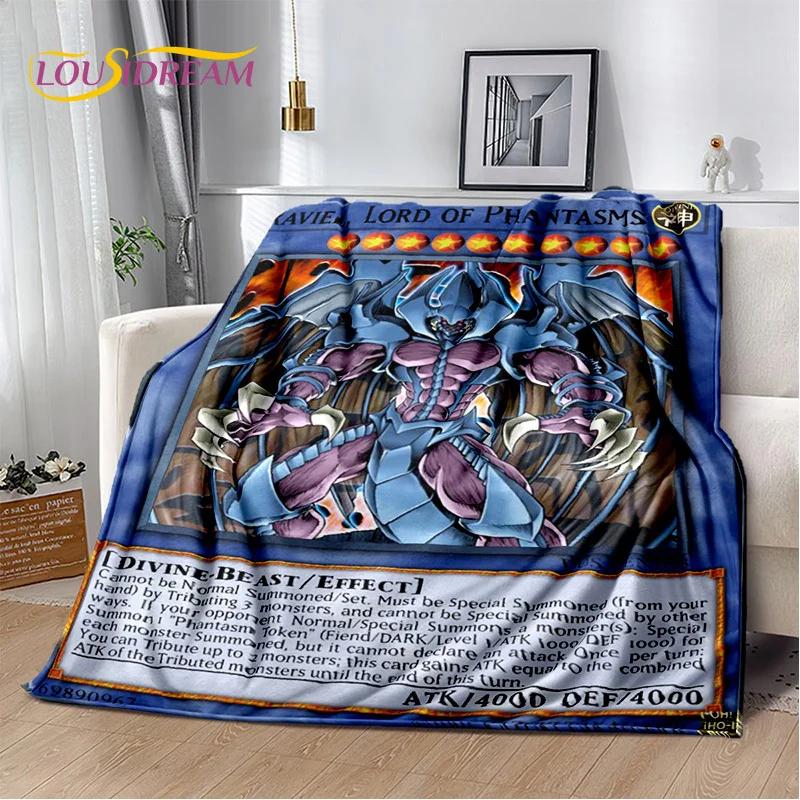 Monster Gold Card Cartoon Yu-Gi-Oh Anime Blue Eyes Dragon Game Soft Flannel Blanket for Bed Bedroom Sofa Picnic,Outdoors Leisure