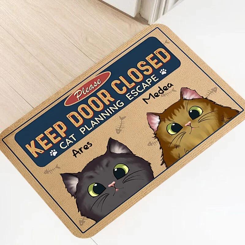 Welcome Doormat Cute Cat Mat Machine Washable Anti-slip Floor Mat Home Decoration Living Room Bedroom Kitchen Entrance Foot Mats