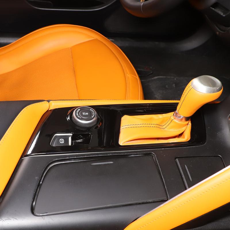 ABS Red/carbon Fiber For Chevrolet Corvette C7 2014- Car Center Gear Shift Panel Cover Trim Sticker Auto Accessories