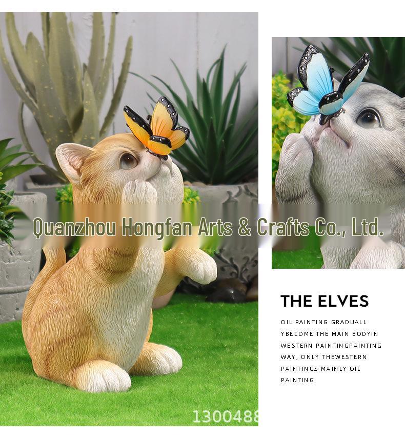 Kreatives solarbetriebenes Katzen-Garten-Nachtlicht-Ornament im amerikanischen Stil