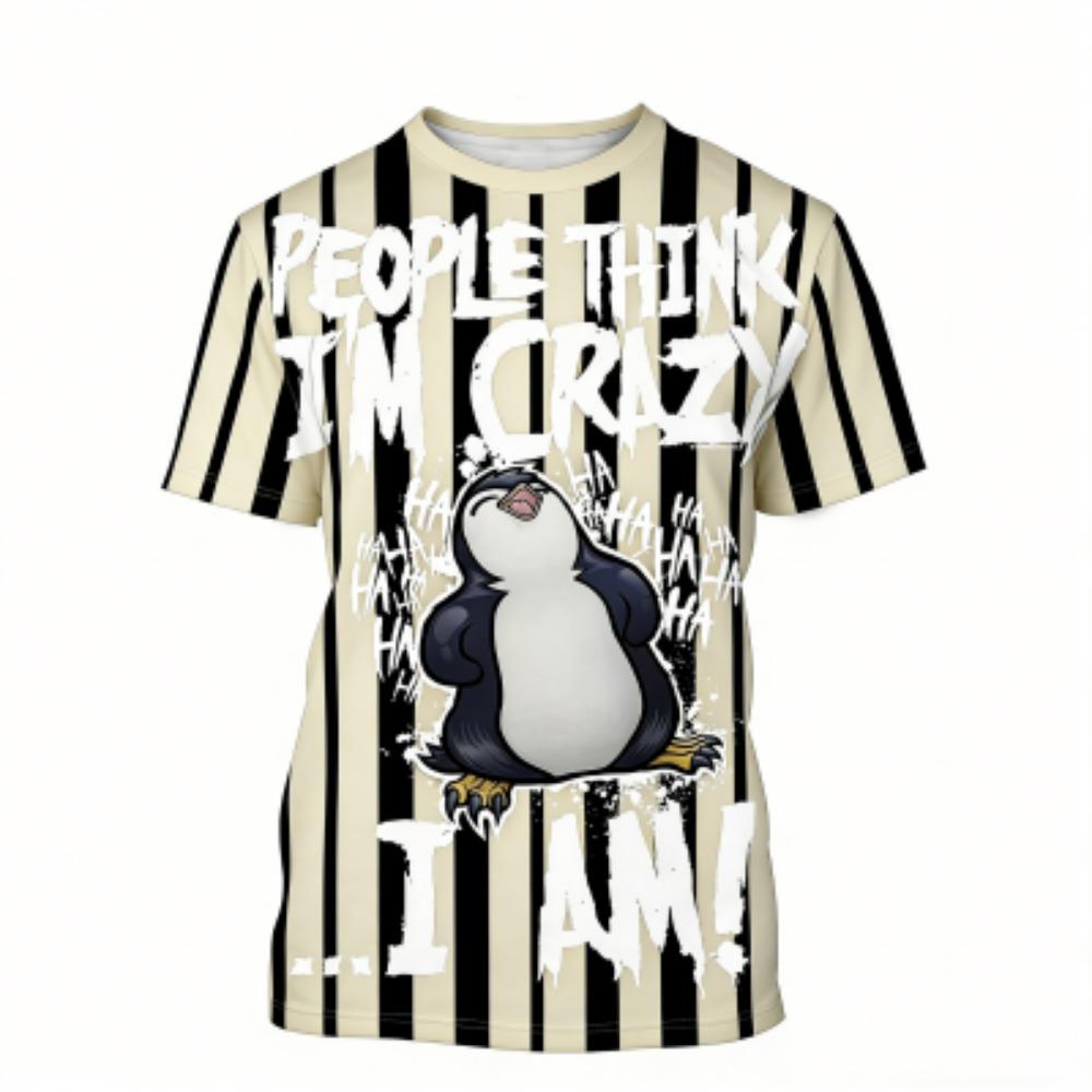 Kids T-shirt Penguin Letter 3D Print Kids Short Sleeves T-Shirt Loose Casual Summer Outdoor Street Boy and Girl Tees Tops