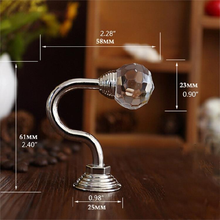 Exquisite 2PCS Curtain Holdback Drapery Holders with Clear Crystal Ball Silver