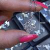 Square Full Paved Cluster Pendant with Paved Bail Women Twisted Rope Chain Clavicle Necklace