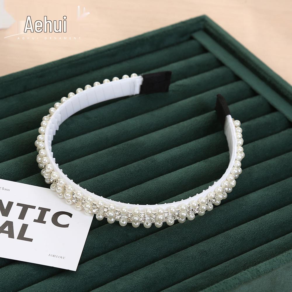 Handwoven Faux Pearl Headband & Bow Hair Clip Set for Brides