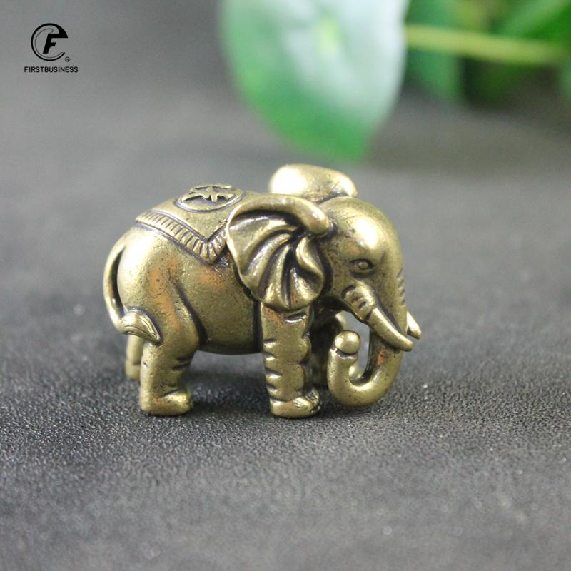 Solid Copper Lucky Elephant Small Ornaments Brass Blessing Elephants Miniature Figurine Antique Bronze Animal Statue Craft Decor