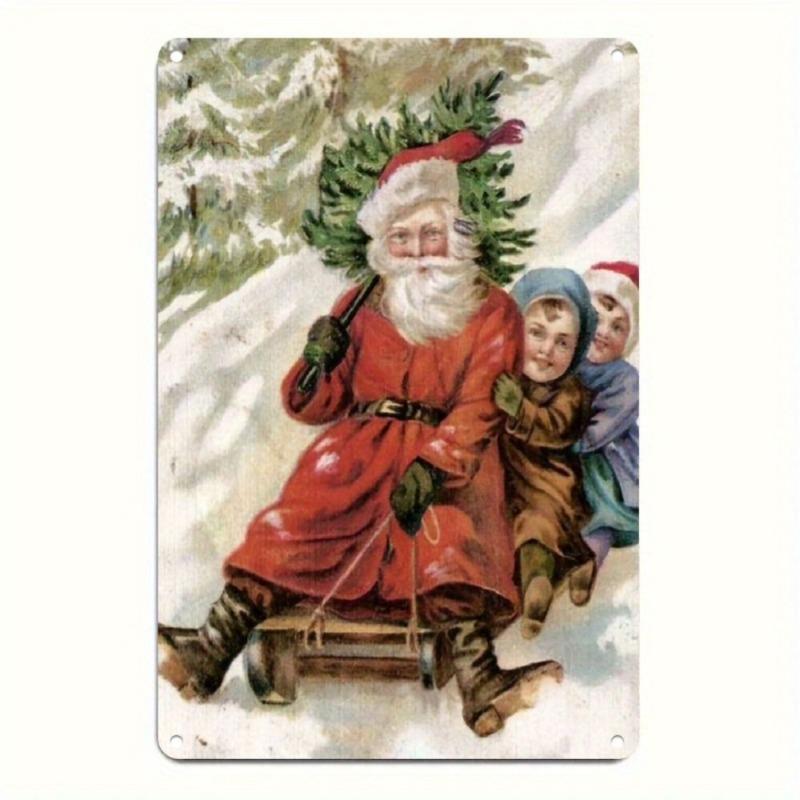 Vintage Merry Christmas Metal Sign, Retro Holiday Wall Decor 20x30cm