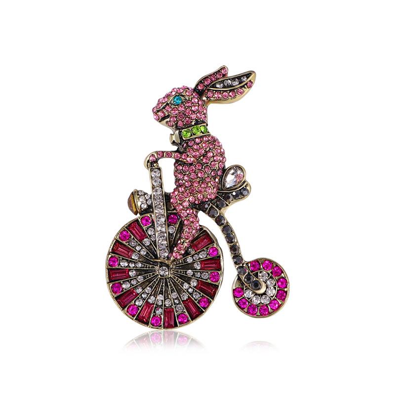 

Rabbit Brooch Diamond Bicycle Rabbit Pin Small Suit Accessories Bicycle Animal Brooch