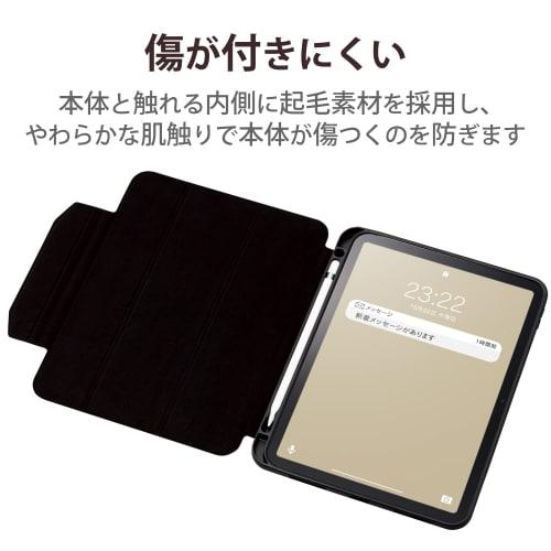 ELECOM iPad 10.9 10th Generation (2022 Model) Case Flap Case Antibacterial Soft Leather Apple Pencil Storage Black TBWA22RWVSA2BK