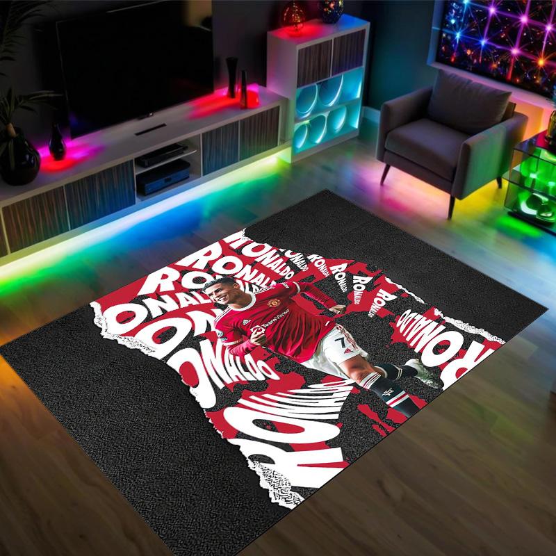 Tappeto in Cristallo Velluto Design Cristiano Ronaldo Accogliente Non?Tappeto Stampato Antiscivolo per Camera da Letto Soggiorno Ingresso