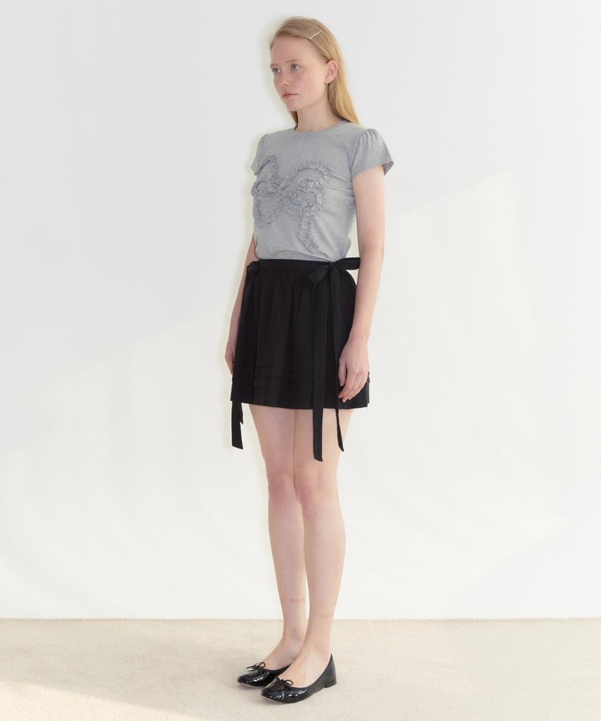Sinun Ribbon Mini Skirt (Black)