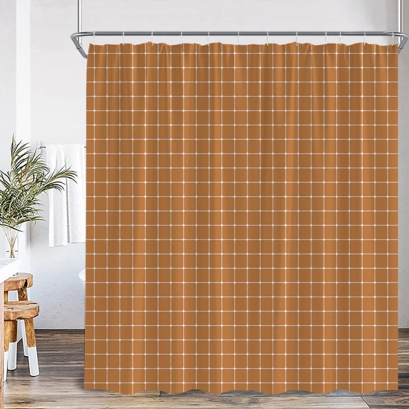 Black and White Square Shower Curtains Black Lines Modern Geometric Plaid Fashion Nordic Bath Curtain Fabric Home Bathroom Decor