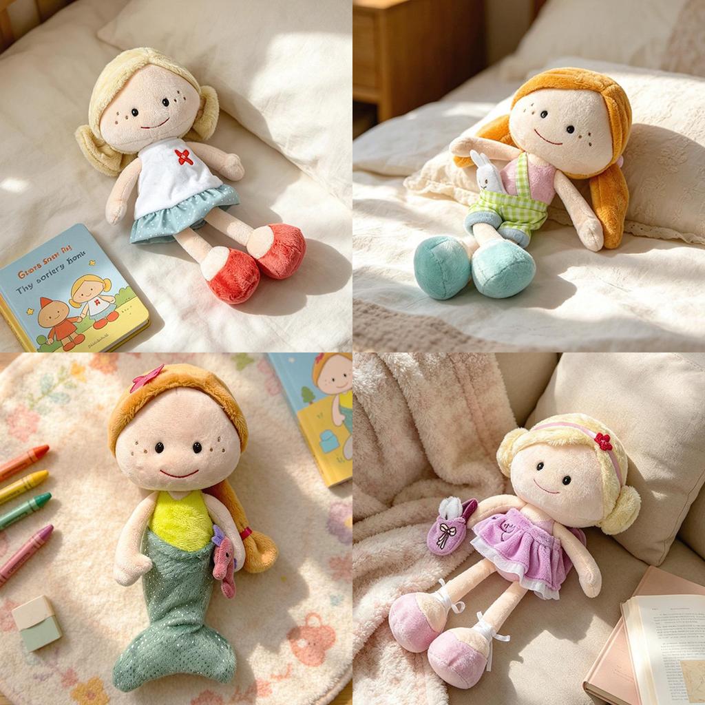 Plush Girl Doll With Dress For Kids Soft Toy Gift For Children