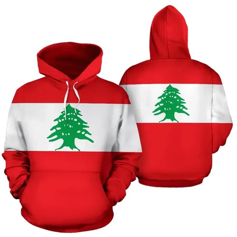 The Republic Of Lebanon Map Flag Graphic Sweatshirts National Emblem Cedrus Deodara Hoodies For Men Clothes Casual Women Hoody