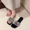 Fashion Shoes Open Toe Low Heel Sexy Women's Slippers and Ladies Sandals Rhenstone Slides New Style Small Size Unique Waterproof Korea