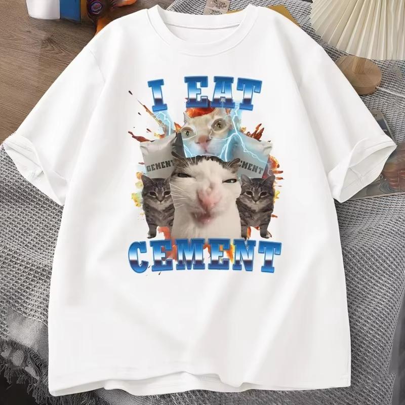I Eat Ceunisext Funny Cat Meme Tee Shirt Cotton Short Sleeve Stupid Ugly Cats Printed T Shirt Casual O Neck Graphic Tees Tees Tops