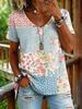 Women's Vintage Classic V Neck Short Sleeve T-Shirt Geometry Graphic Print Casual Regular Tops Daily Going Out Wear for Summer
