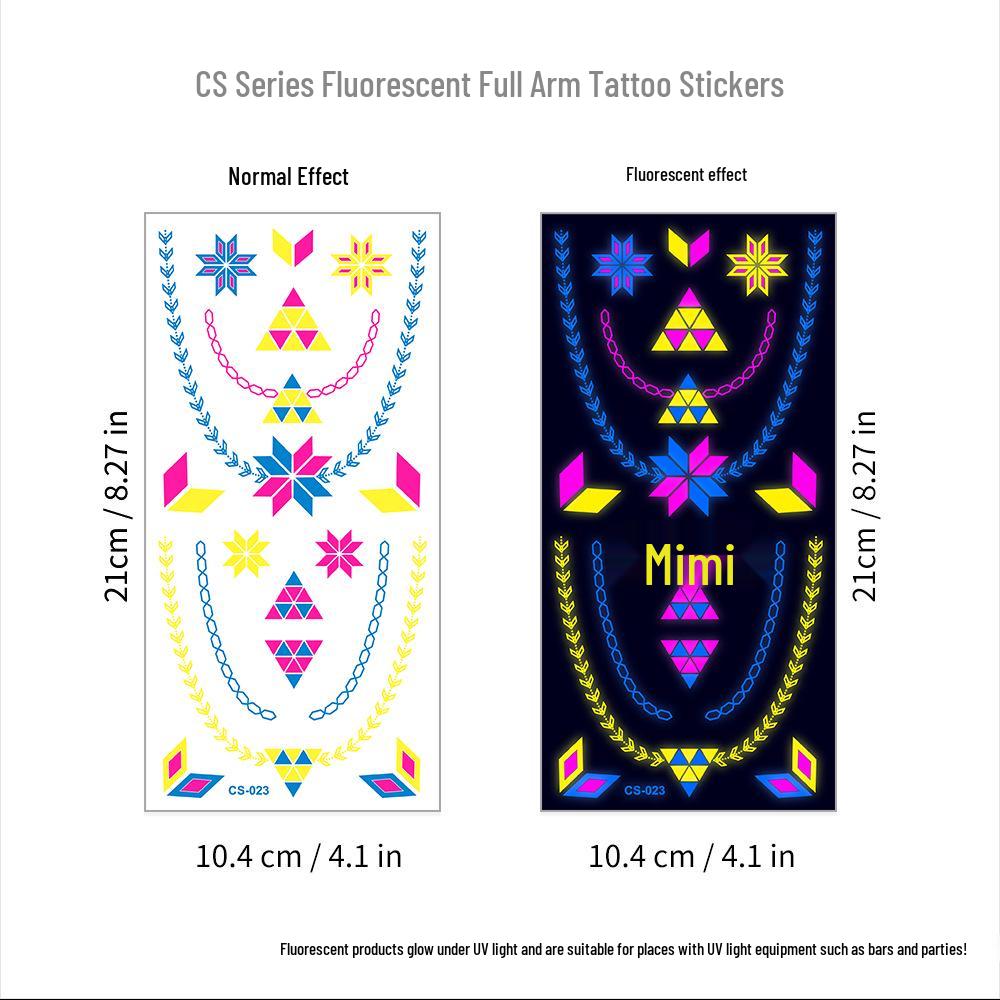 Creative Fluorescent Waterproof Full Arm and Face Tattoo Sticker